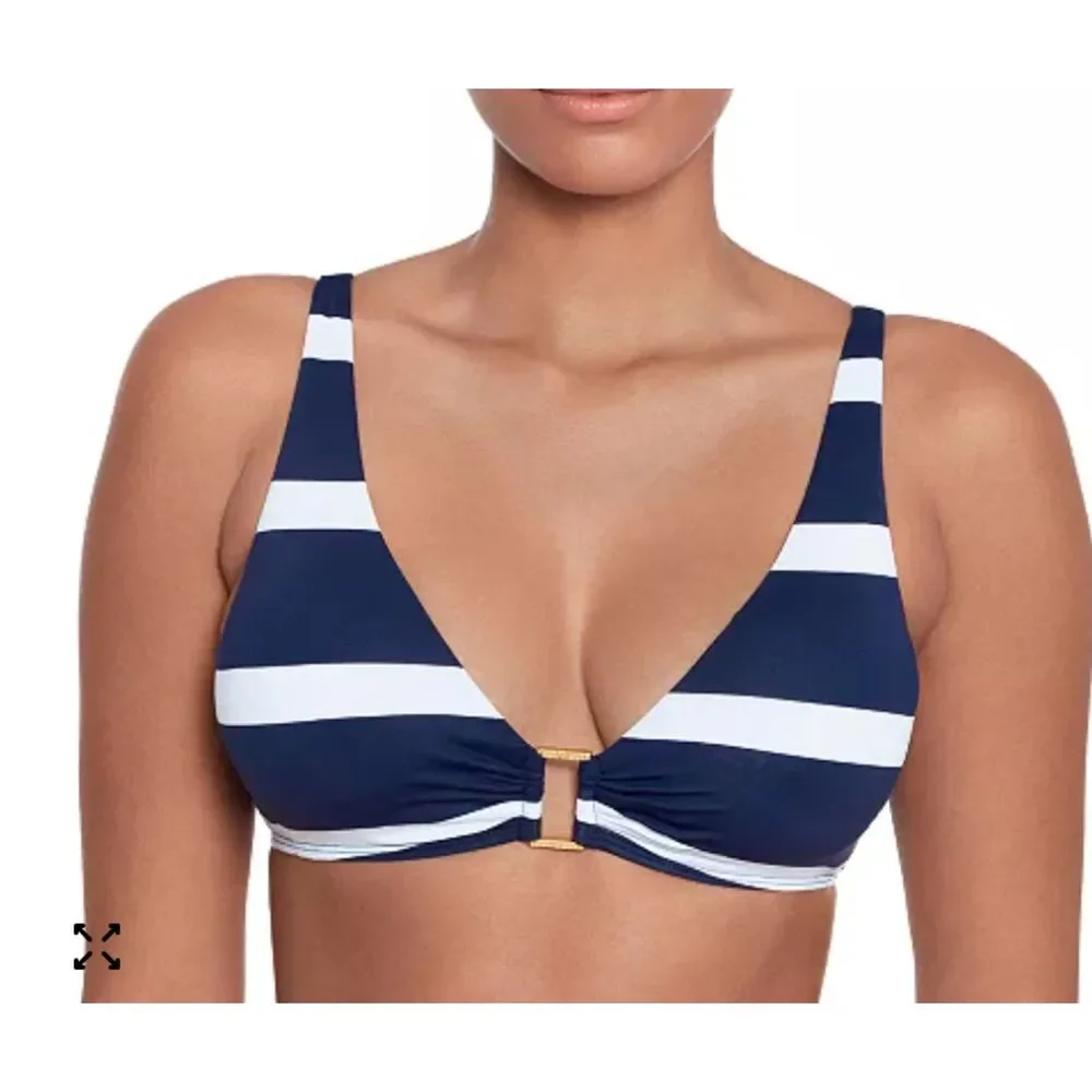 ~ Lauren Ralph Lauren Bikini Top, D/DD/LG/XL* Ring Front Halter Tie LRL Tropical